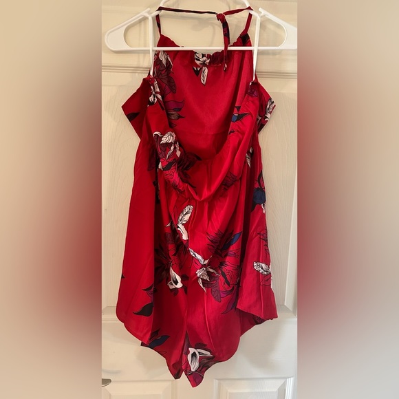 NWOT Red Floral High Neck Romper Women’s Size 2X - Picture 7 of 10